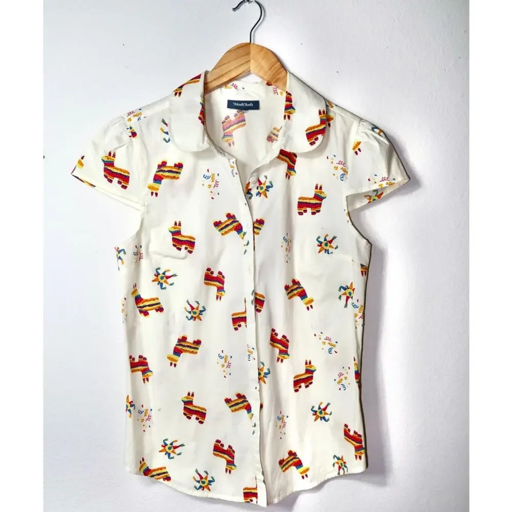 Anthropology‎ Modcloth Piñata Button Front Top Small